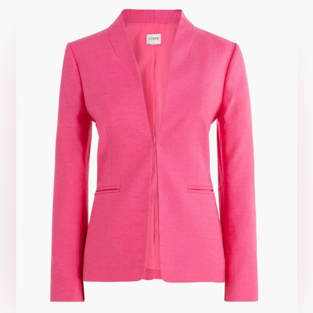 J Crew collarless linen blazer